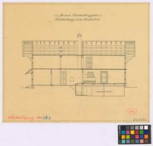 Mittelberg (Kleinwalsertal, [Landkreis Sonthofen]): Hof Moosbrugger. Haupthaus (Längsschnitt)