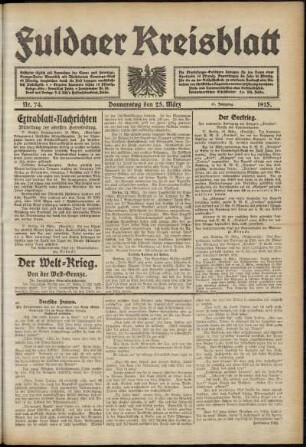 Ausgabe vom Donnerstag, den 25. März 1915.