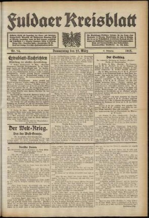 Ausgabe vom Donnerstag, den 25. März 1915.