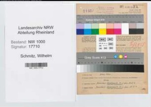Entnazifizierung Wilhelm Schmitz, geb. 25.08.1887 (Baeckermeister)