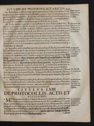 Titvlvs LXIII. De Protocollis Actis Et Recessibus.