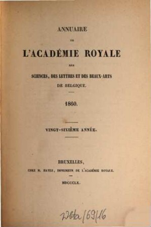 Annuaire. 26. 1860
