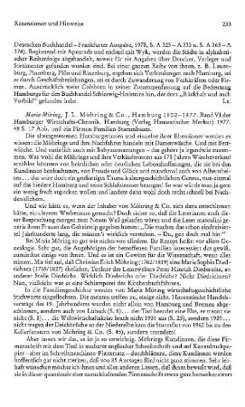 Möring, Maria :: J. L. Möhring & Co., Hamburg 1802 - 1977, (Hamburger Wirtschafts-Chronik, 6) : Hamburg, Verlag Hanseatischer Merkur, 1977
