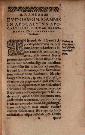Castigatio Apocalypsis apocalypeos Th. Breghtmanni