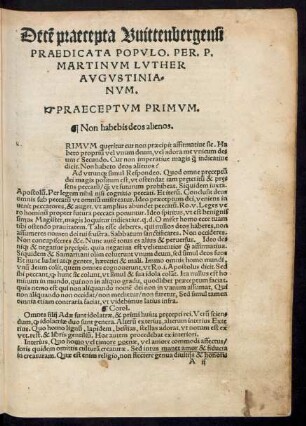 Praeceptum Primum. Non habebis deos alienos.