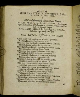 Epigrammatum Aliorumque Carminum Liber VIII.