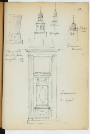 Kirchtürme, Leeuwarden. Tür, Leeuwarden: Details (aus: Skizzen- und Fotoalbum 27)