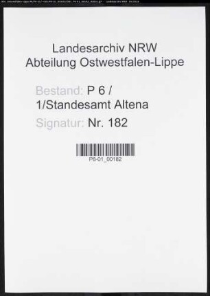 Sterberegister Standesamt Altena