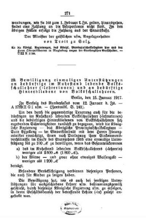 Bewilligung einmaliger Unterstützungen an bedürftige im Ruhestand lebende Volksschullehrer (-lehrerinnen) und an bedürftige Hinterbliebene von Volksschullehrern : [F. Öffentliches Volksschulwesen]
