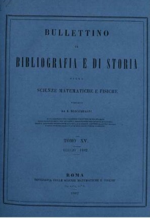 Tomo XV. Luglio 1882.