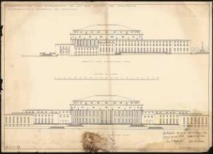 Hochschule für Tanzkunst Schinkelwettbewerb 1929: Hauptgebäude: Ansichten von NW, NO 1:200