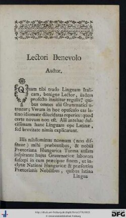 Lectori Benevolo Auctor.