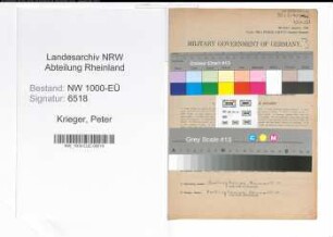 Entnazifizierung Peter Krieger, geb. 27.09.1913 (Polizeiinspektor)