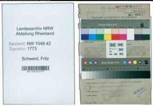 Entnazifizierung Fritz Schwerd , geb. 02.07.1905 (Kaufmaennischer Angestellter)