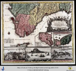 Accurata designatio celebris Freti prope Andalusiae Castellum Gibraltar, inter Europam et Africam ...