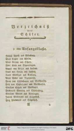 Verzeichnis der Schüler