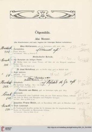 Ölgemälde (Nr. 1-118)
