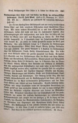 343 [Rezension] Merk, Karl Josef, Anschauungen über die Lehre und das Leben der Kirche im altfranzösischen Heldenepos
