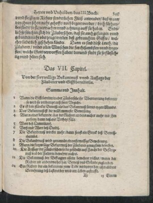 Das VII. Capitel. Von der freywillige Bekantuß unnd Aussage der Zäuberer und Gifftbereiterin