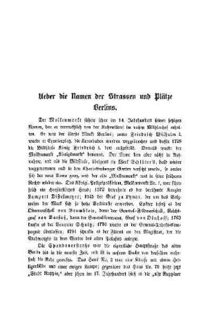 Ueber die Namen der Strassen und Plätze Berlins