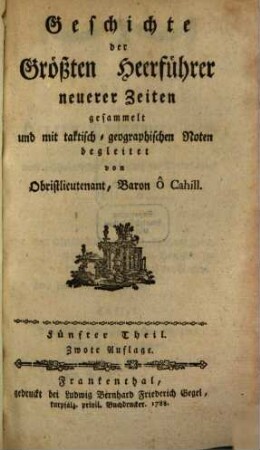 Geschichte der Größten Heerführer neuerer Zeiten, 5