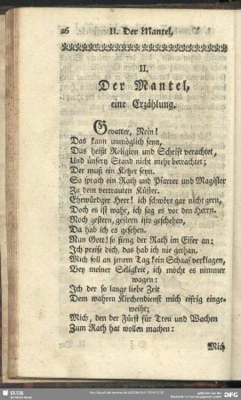 II. Der Mantel, eine Erzählung