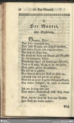 II. Der Mantel, eine Erzählung