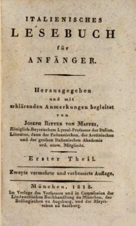 Italienisches Lesebuch für Anfänger, 1
