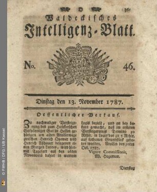 No. 46. Dinstag den 13. November 1787