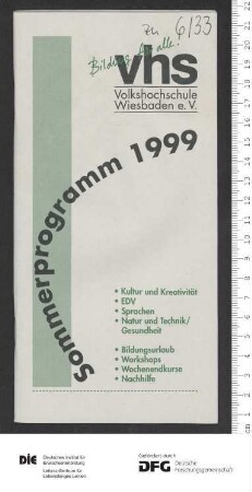 Beilage zum Programm 1. Semester 1999