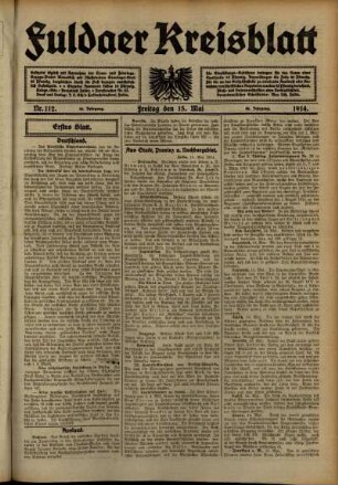 Ausgabe vom Freitag, den 15. Mai 1914.