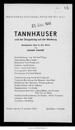Tannhäuser und der Sängerkrieg auf der Wartburg