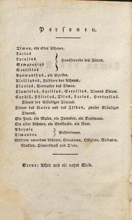 Shakspeare's Sämmtliche Schauspiele, 7. Timon von Athen : Tragödie ; mit einem Kupfer