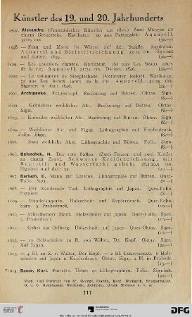 Künstler des 19. und 20. Jahrhunderts (Nr. 1597-2124)
