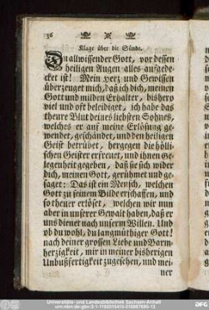 Klage über die Sünde.