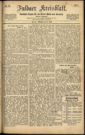 Ausgabe vom Mittwoch, den 23. Mai 1877.