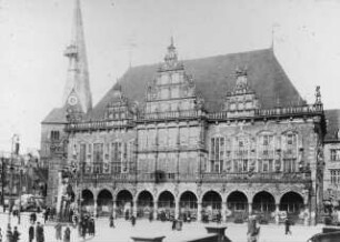 Bremen, Rathaus, Marktfront und Roland