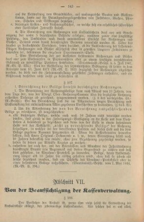Abschnitt VII. Von der Beaufsichtigung der Kassenverwaltung
