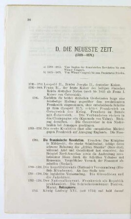 D. Die Neueste Zeit. (1789 - 1871.)