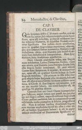 Cap. I. De Clavibus.
