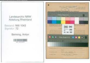 Entnazifizierung Anton Benning , geb. 01.08.1901 (Milchkontrolleur)