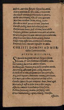 Christi Domini Ad Mortales Lamentatio.