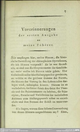Vorerinnerungen der ersten Ausgabe an meine Zuhörer