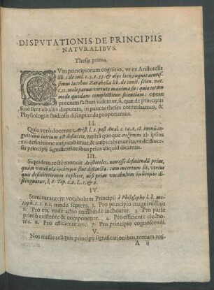 Disputationis De Principiis Naturalibus.
