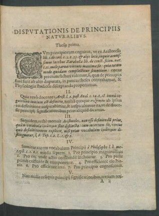Disputationis De Principiis Naturalibus.
