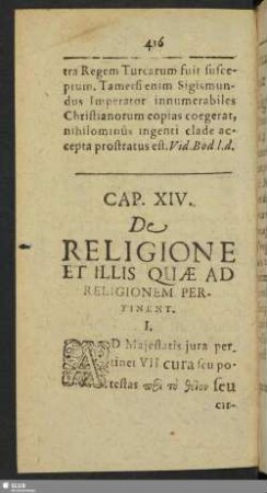 Cap. XIV. De Religione Et Illis, Quae Ad Religionem Pertinent