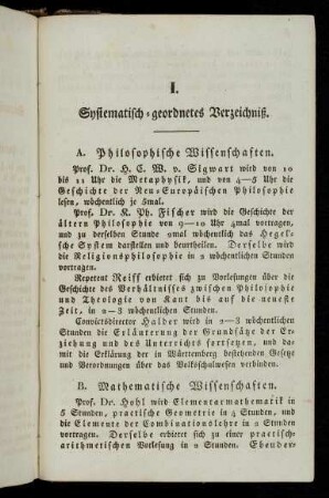 3-12, I. Systematisch-geordnetes Verzeichniß