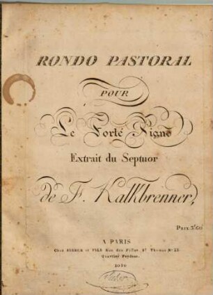 Rondo pastoral : pour le forté piano ; extrait du septuor