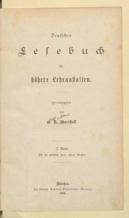 Band 2, [Schülerband]: Für die mittleren (bezw. oberen) Klassen