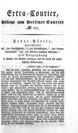 Extra-Courier, Beilage zum Berliner Courier No. 593
